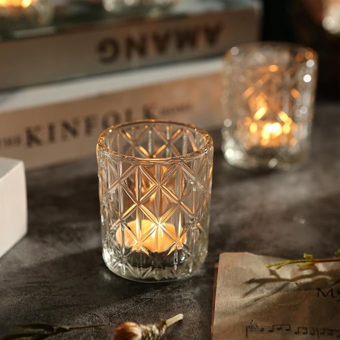 48 Pack Votive Candle Holders, Glass Clear Small Tea Light Candle Holders | - Image 6