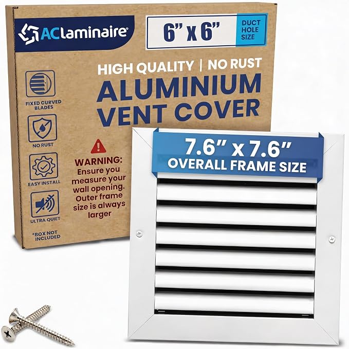 6x6 Aluminum Wall Ceiling Air Return Vent Cover HVAC Rustproof Grille by ACLAMINAIRE