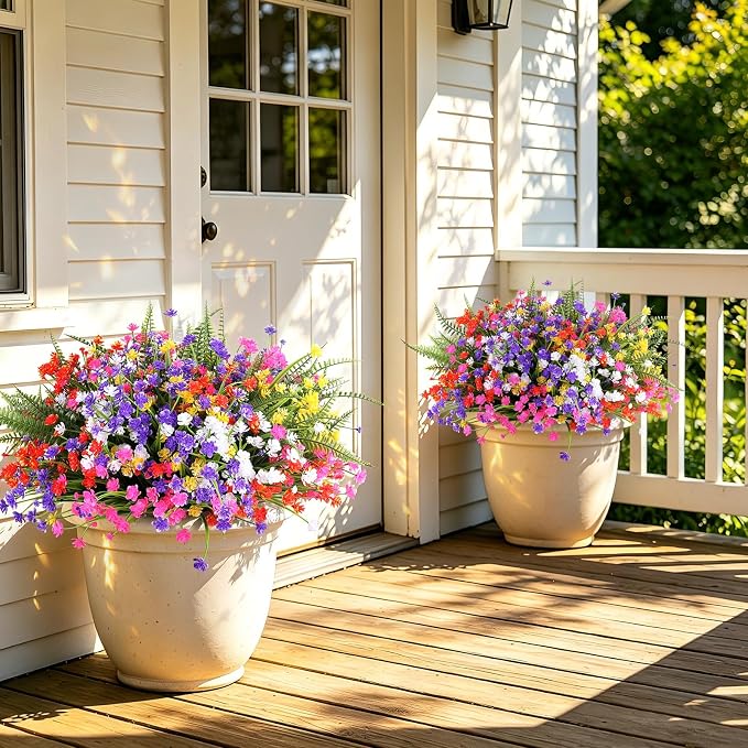 24PCS Artificial Outdoor Flowers, UV Resistant Plastic Flowers | - Image 5
