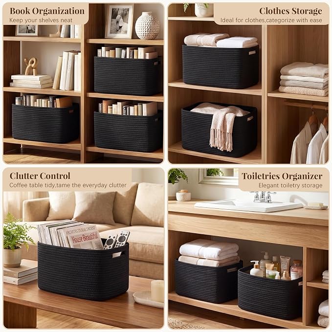 OIASKET 4Packs Natural Cotton Rope Storage Baskets - Image 5