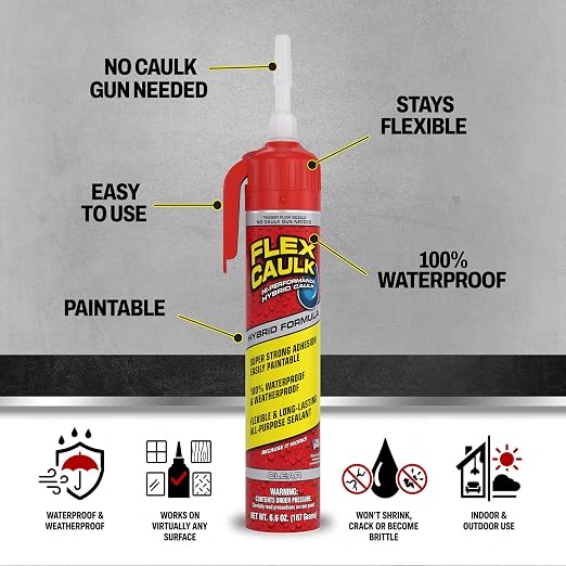 Flex Caulk, Waterproof & Weatherproof Hybrid Polymer Sealant, Baseboards - Image 2
