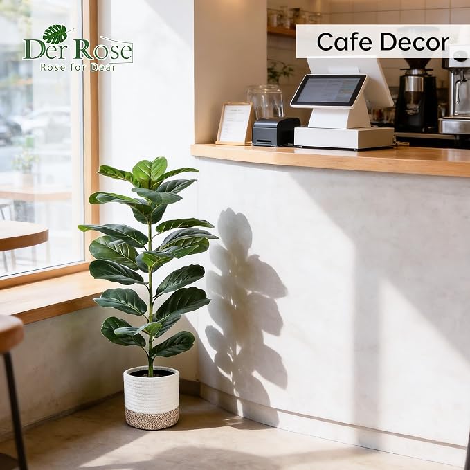 Der Rose 2 Pack 30" Fake Plants, Fiddle Leaf Fig Trees - Image 6