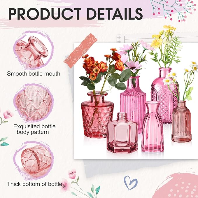 Yaomiao 30 Pcs Glass Bud Vases Centerpieces, Mini Colored Flower Vase - Image 4