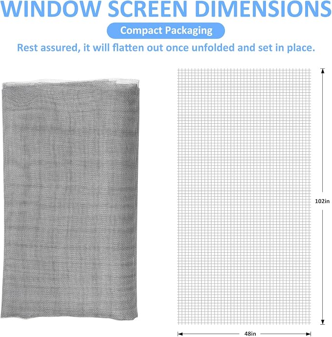 48"x102" Window Screen Mesh, Fiberglass Window Screen, Screen Door Mesh - Image 2