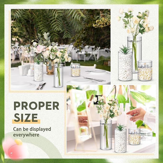 Nuogo 36 Pcs Plastic Cylinder Vases Tall Plastic Flower Vases - Image 5