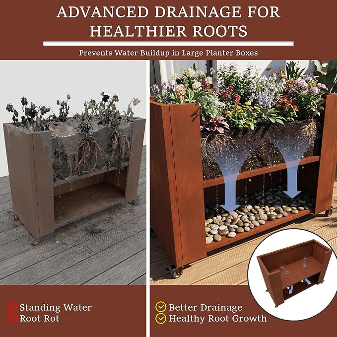 36 Inch Corten Steel Planter Box - Image 7