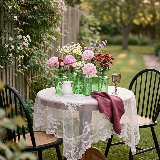 12 Pcs Green Bud Vases Set, Armber Small Vintage Glass Clear Bud Flower Vases - Image 6