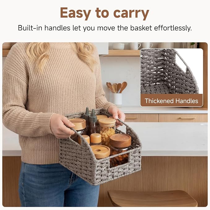StorageWorks Wicker Baskets for Organizing, Paper Rope Gray Baskets, Wicker - Image 3