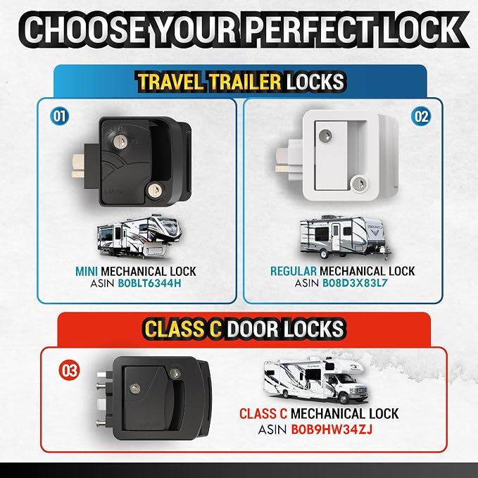 White RV Door Latch | 2 Keyed Alike RV Door Locks - Image 3