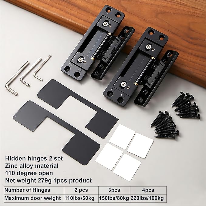 Hidden Door Hinge，Ultra-Thin Hidden Hinges, Adjustable Butt Hinge, Silent Door - Image 3