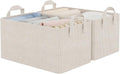 StorageWorks Fabric Storage Bins, Khaki and Beige Stripes, Sturdy Metal Frame by StorageWorks