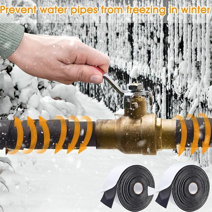 2 Inch*13Ft Pipe Insulation Tape 2 Pack, Weather Resistant Water Wrap Tape | - Image 5