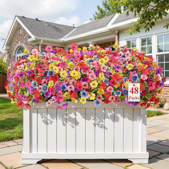 Alupssuc 48 Bundles Artificial Daisy Flowers UV Resistant by Alupssuc