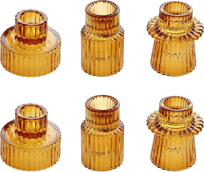 Vixdonos Taper Glass Candlestick Holders Tealight Candle Holders by Vixdonos