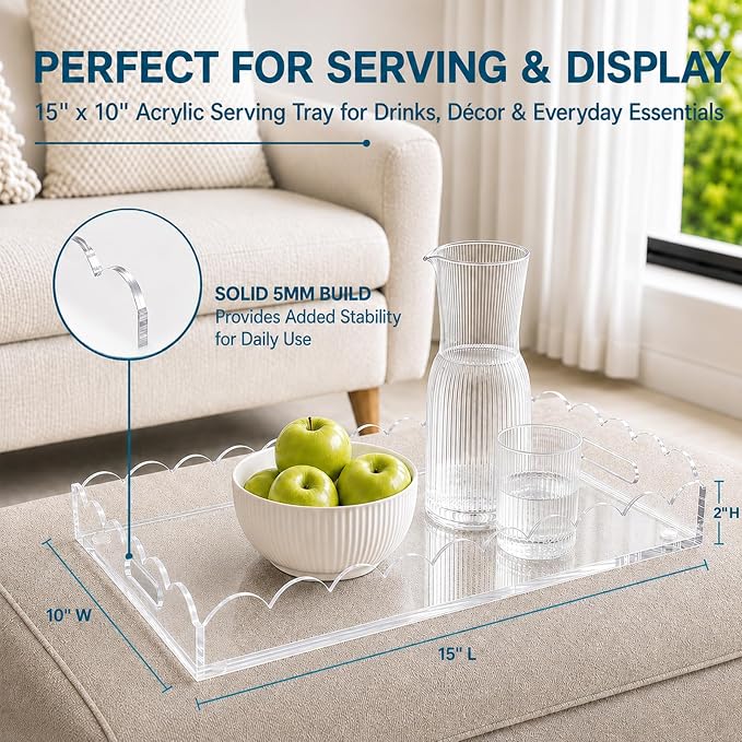 Scalloped Clear Acrylic Serving Tray - Image 2