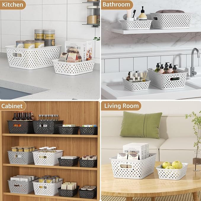 MaxGear 3 Pack Plastic Storage Baskets, Suitable - Image 5