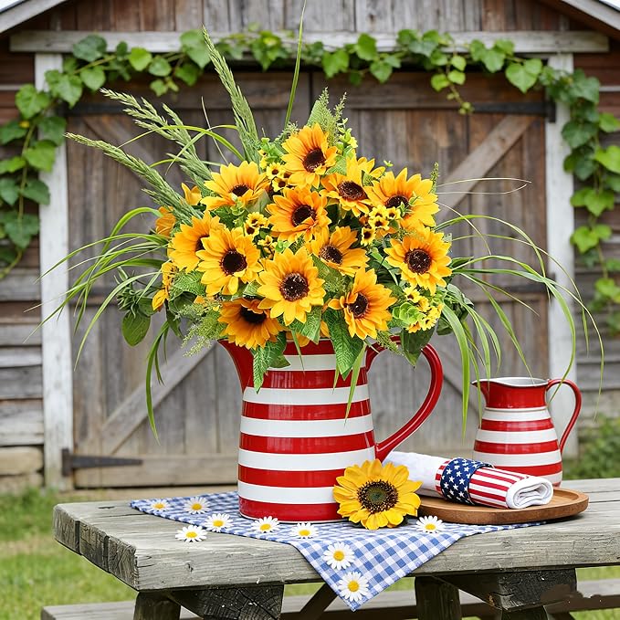 AmyHomie Artificial Sunflowers for Outdoors Fall Decor, 2 Bouquets | Garden - Image 7