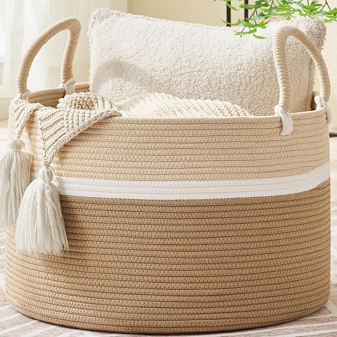 KAKAMAY Large Blanket Basket by KAKAMAY