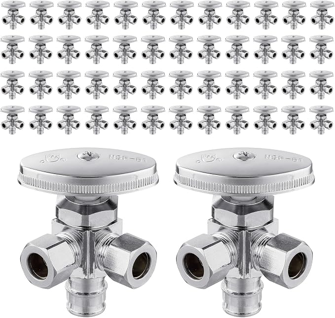 50PC EFIELD PEX-A Expansion Angle Stop Valve, Chrome Plated-VALVE067 by EFIELDPEXTUBING