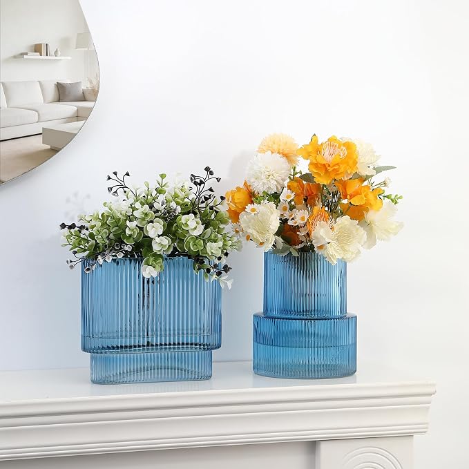 Blue Glass Vases, Modern Glass Vase - Image 5