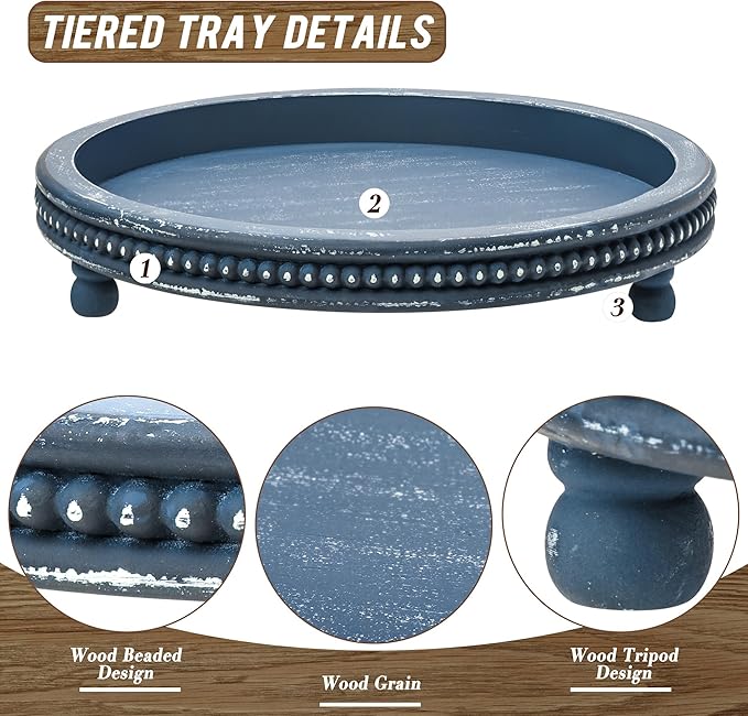 Handmade 12 Inch Decorative Tray, Small Beaded Tray Coffee Table Decor - Image 4