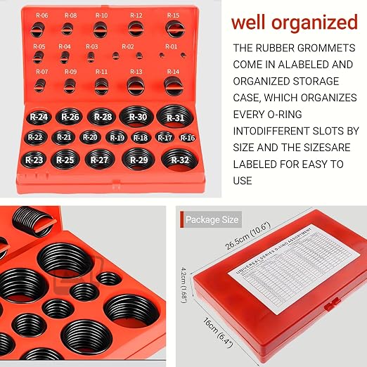 419 Pcs O-Ring O Rings Assortment Kit 32 Sizes Nitrile Rubber | - Image 3