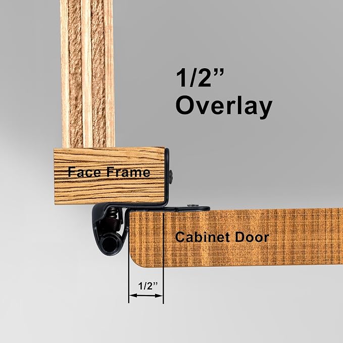 Matte Black Cabinet Hinges, 1/2” Overlay, 4 Pack | - Image 2