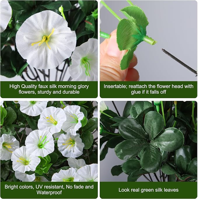 Artificial Flowers for Outdoors Fake Plants Outside Decoration, 4 Bundles Silk - Image 7