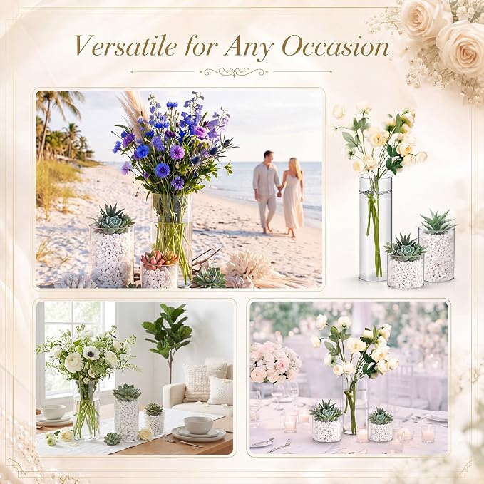 Nuogo Plastic Cylinder Vases Tall Plastic Flower Vases - Image 3