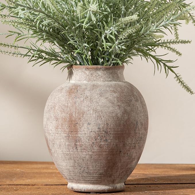 Ceramic Flower Vases Home Decor, Rustic Farmhouse Decorative Vase Pottery by ooit