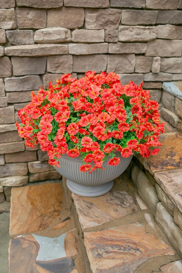 Artificial Flowers for Outdoors Fake Plants Spring Summer Decor, 12 Bundles - Image 3