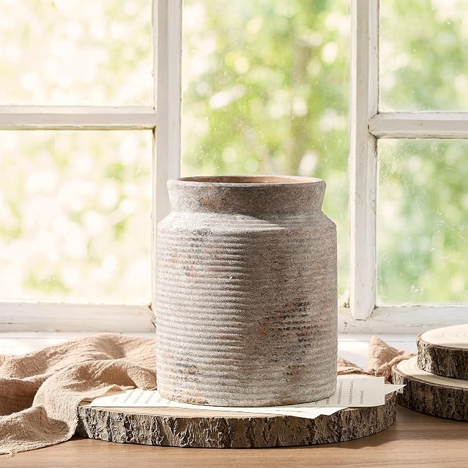 Ceramic Flower Vase 6.5 inch Farmhouse Rustic Vase - Image 8