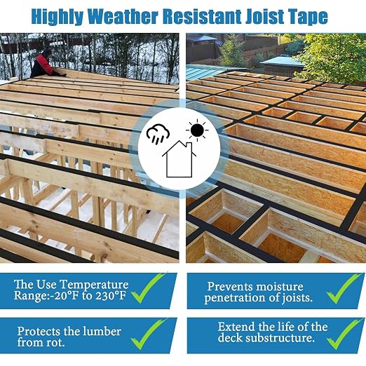 Joist Tape for Decking 2''×50', 16 Pack Weather-Resistant Deck Joist Tape - Image 6