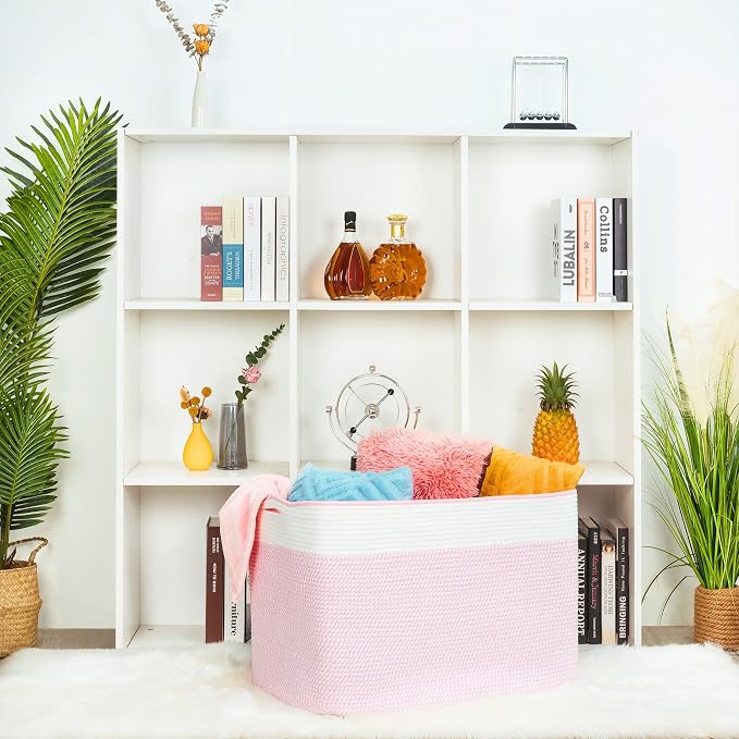112L Extra Large Blanket Basket Holder Living Room, Dog Toy Organizer Bin Box - Image 5
