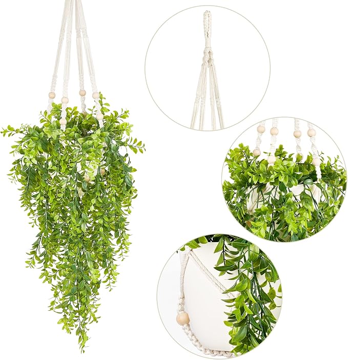 Mkono Fake Hanging Plant, Artificial Hanging Plants - Image 5