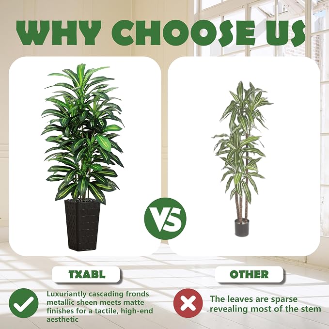 Artificial Dracaena Tree Indoor, 6FT Tall Fake Floor Plants - Image 8