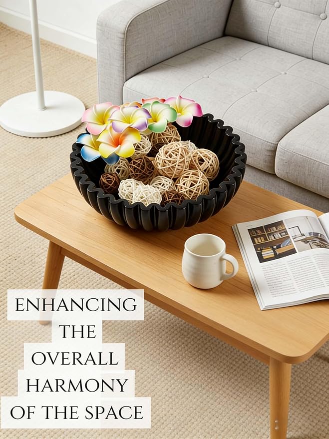 Ruffle Decor Large Decorative Bowl, fruit bowl kitchen stone bowl, bowl decor - Image 3