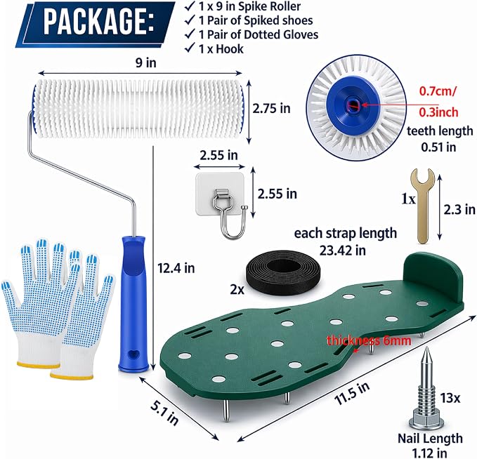 Premium 9 Inch Spiked Roller & epoxy Spike Shoes kit - Image 7