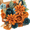 Alecono Orange and Teal Artificial Flowers, Silk Fake Floral Set | by AleconoBetterYourLife
