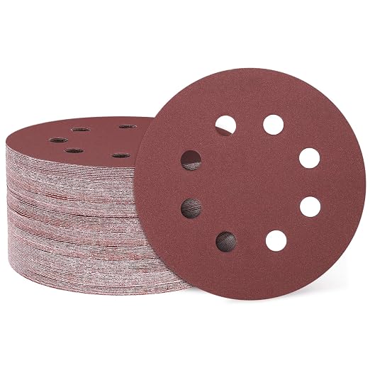 HARFINGTON 100 Pcs 5 Inch Sanding Discs 320 Grit Red Aluminum Oxide 8 Hole | by HARFINGTON