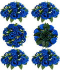 BLOSMON Royal Blue Artificial Flowers: 6 Pcs Fake Roses Flower Ball Centerpieces by Blosmon