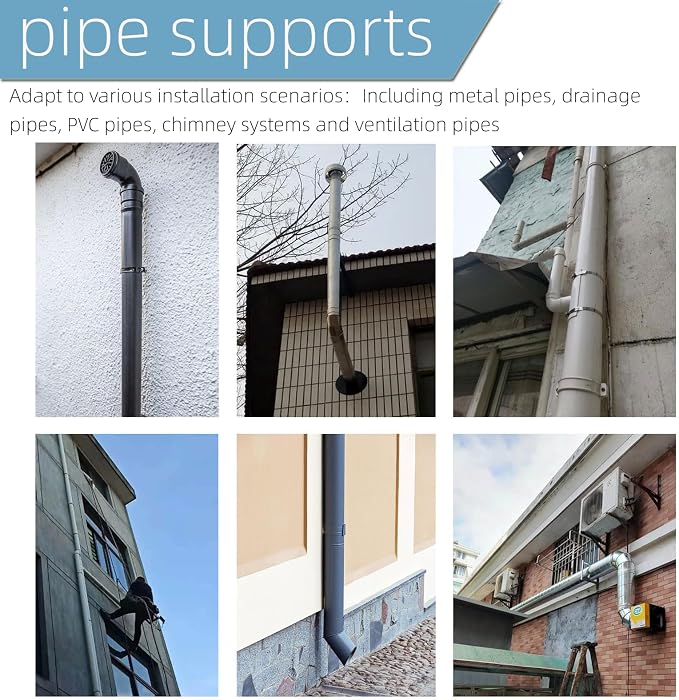 2 Sets 6 Inch Adjustable Pipe Bracket，Heavy Duty Galvanized Iron Stove Pipe - Image 7