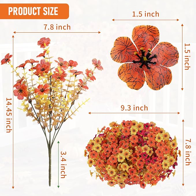 Artificial Flowers for Outdoor, Silk Flowers No Fade Fake Plastic Flowers Faux - Image 2
