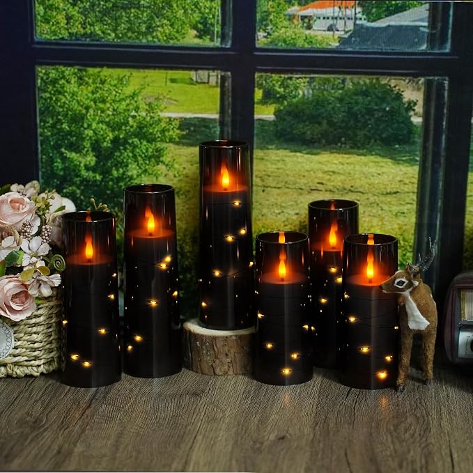 Eebuss Flameless Candles with Embedded Star String, Battery Operated LED Pillar - Image 2