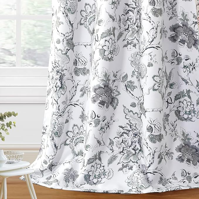 H.VERSAILTEX Blackout Curtains 108 Inch Length 2 Panels Set Floral Print by HVERSAILTEX