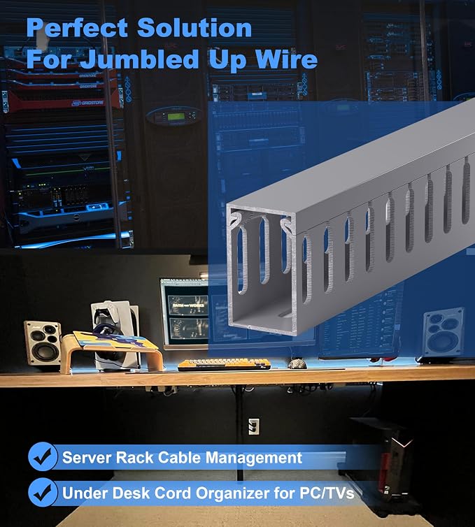 1.6" H x 1" W Cable Raceway, 132in Under Desk Wire Management Channel, 16.5in - Image 5