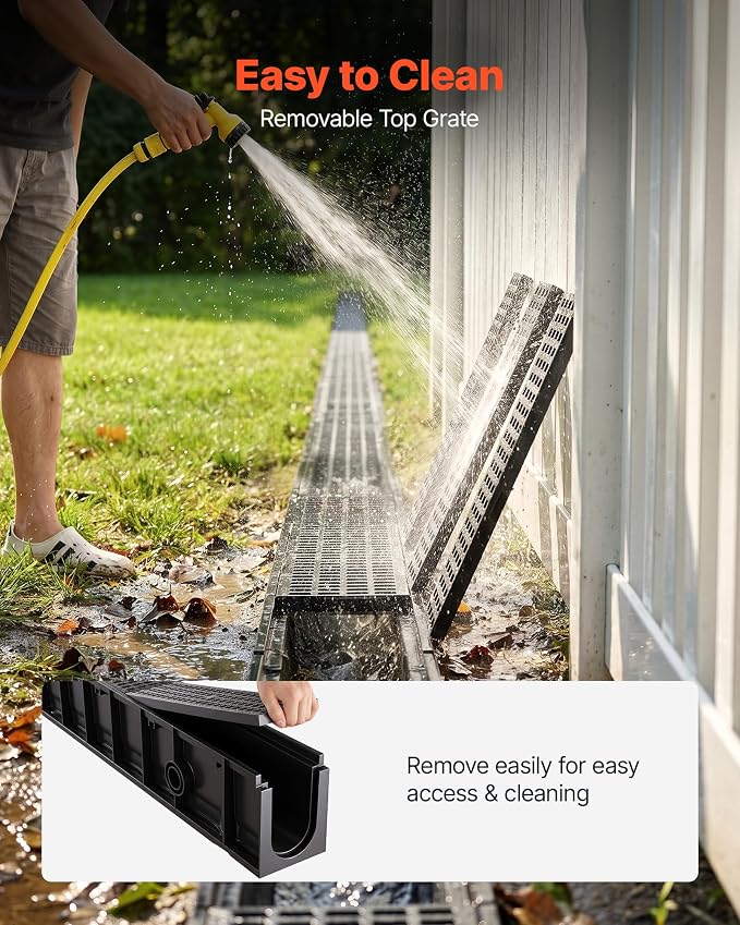 VEVOR Trench Drain, 40.1 x 6.1 x 7.9 in, 4 Pack Linear Drainage Channel - Image 8