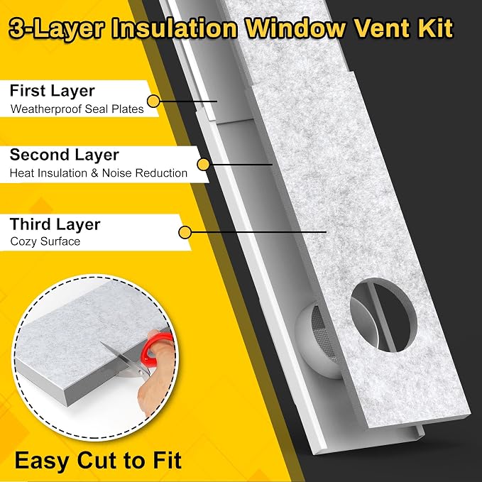 Dryer Vent Window Kit with Insulation Foam Panels - Image 4