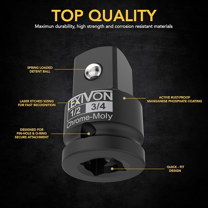 LEXIVON 1/2" & 3/4" Impact Socket Adapter, 2-Piece Set | 1/2" ~ 3/4" Reducer - Image 3