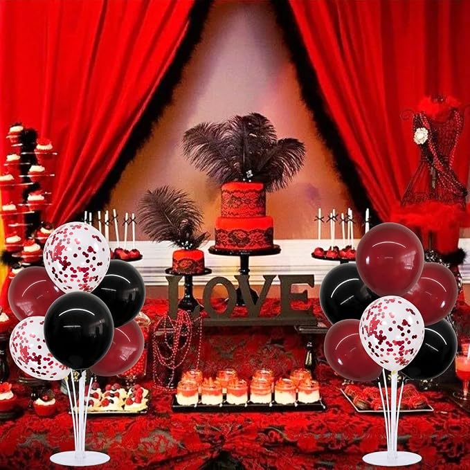 TONIFUL 4 Set Black Wine Red Balloon Stand Balloon Centerpieces - Image 5
